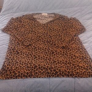 Roamans Animal Print Long Sleeve Top Size 2X